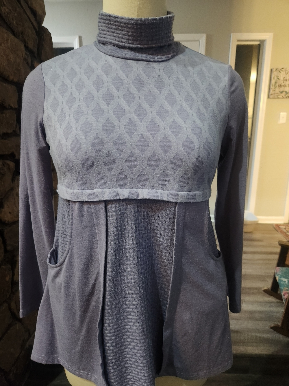 Tantrums Lavender Gray Long Sleeve Mock Neck Tunic Dress